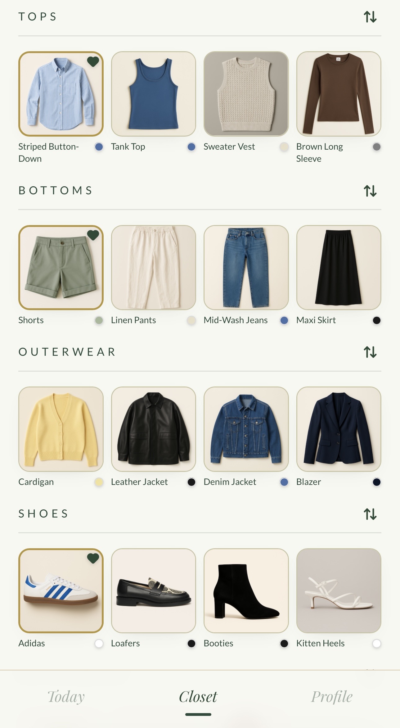 Mia virtual closet screenshot