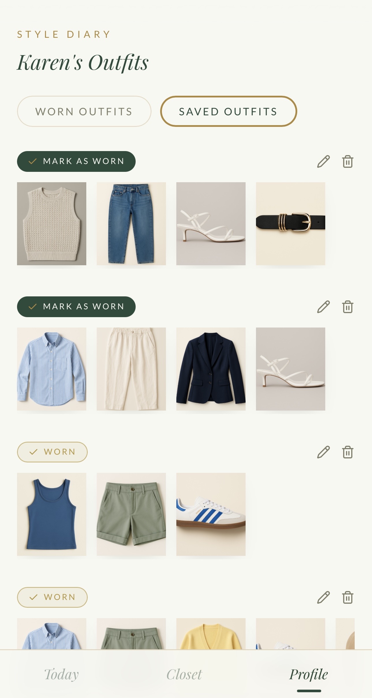 Mia style diary screenshot